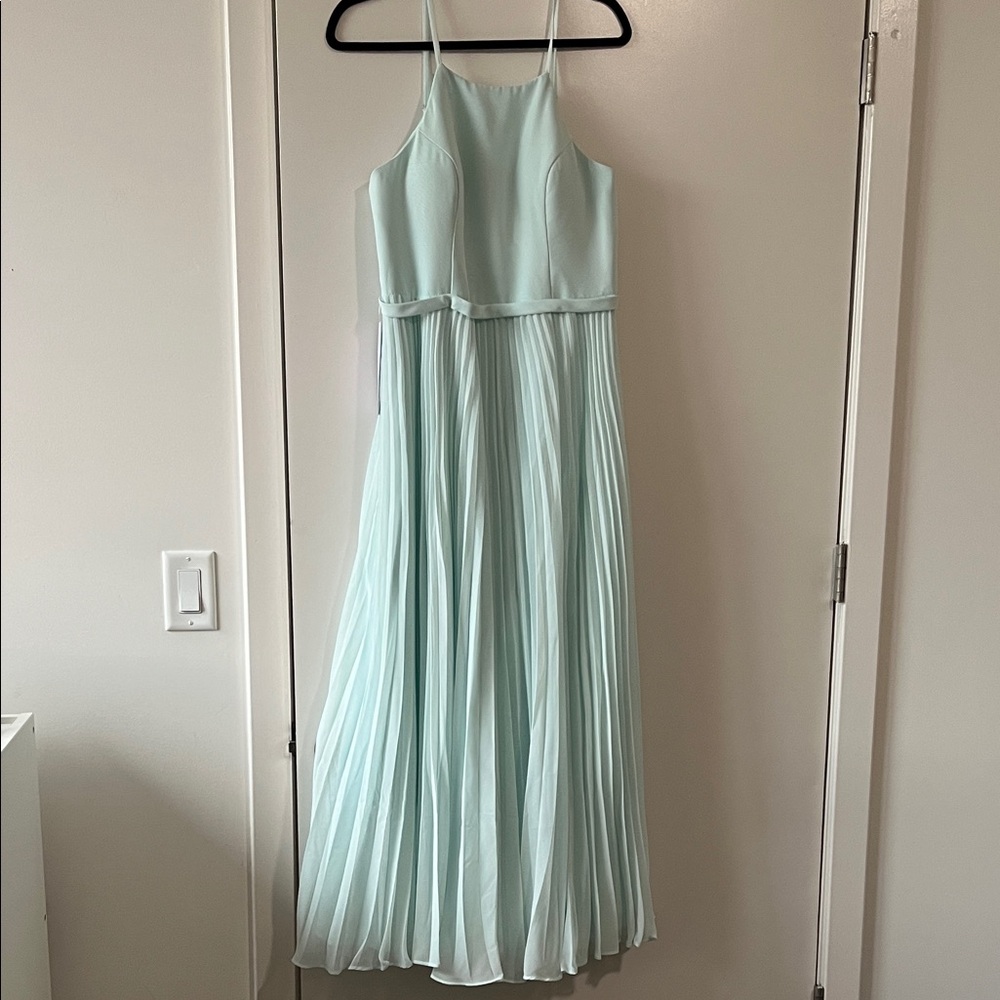 Seaglass Azazie bridesmaid dress